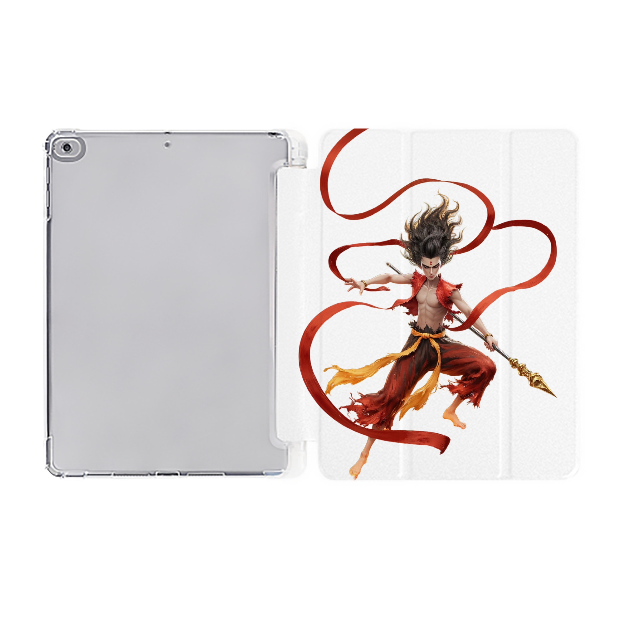 （画像用） Ne Zha 2 ナタ 魔童の大暴れ IPad ケース ペン収納付き 三つ折りスタンド PUレザー×シリコン 対応機種9.5/10.5/10.9インチ